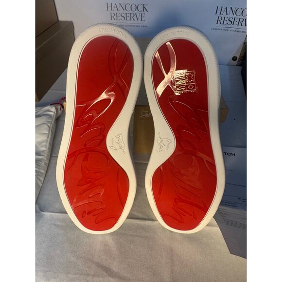 Christian Louboutin Louis Orlato White Leather High-Top Sneakers - Picture 9 of 10